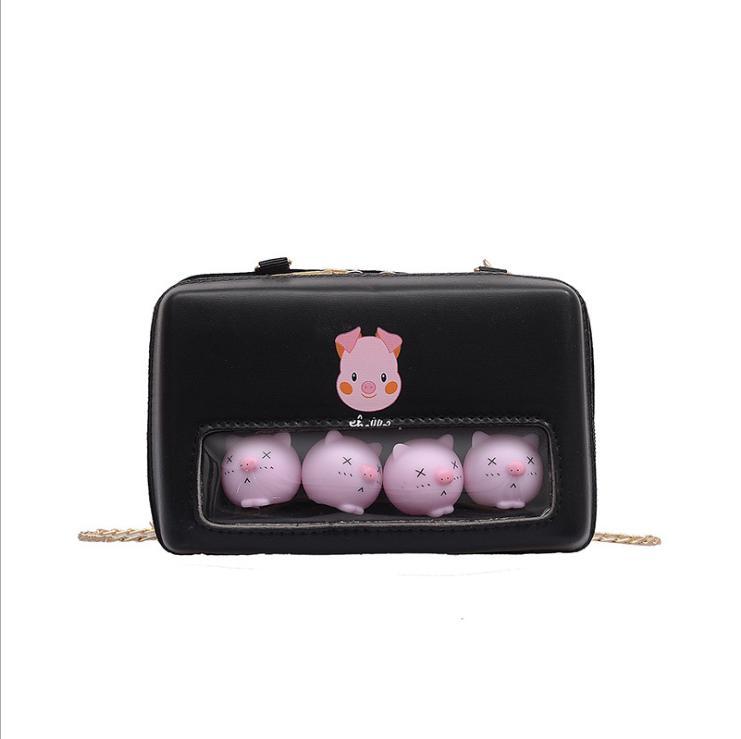 Túi đeo chéo dễ thương hình hộp, túi hoạt hình heo cute, túi heo phiên bản 2020