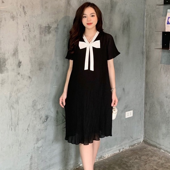 MEDYLA - Đầm bầu dự tiệc mùa hè thiết kế 2 lớp von dập lý lót habutai cho bầu đi chơi du lịch dự tiệc - VS1043