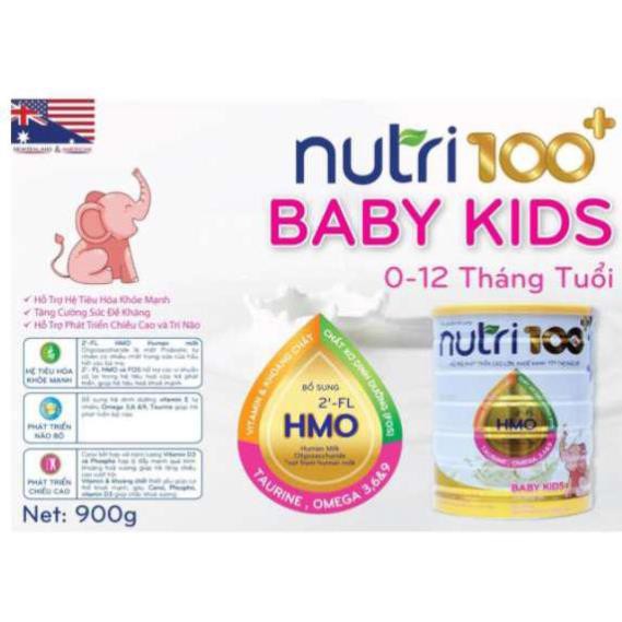 Sữa bột dinh dưỡng NUTRI100 Baby Kids 900g giúp phát triển trí não
