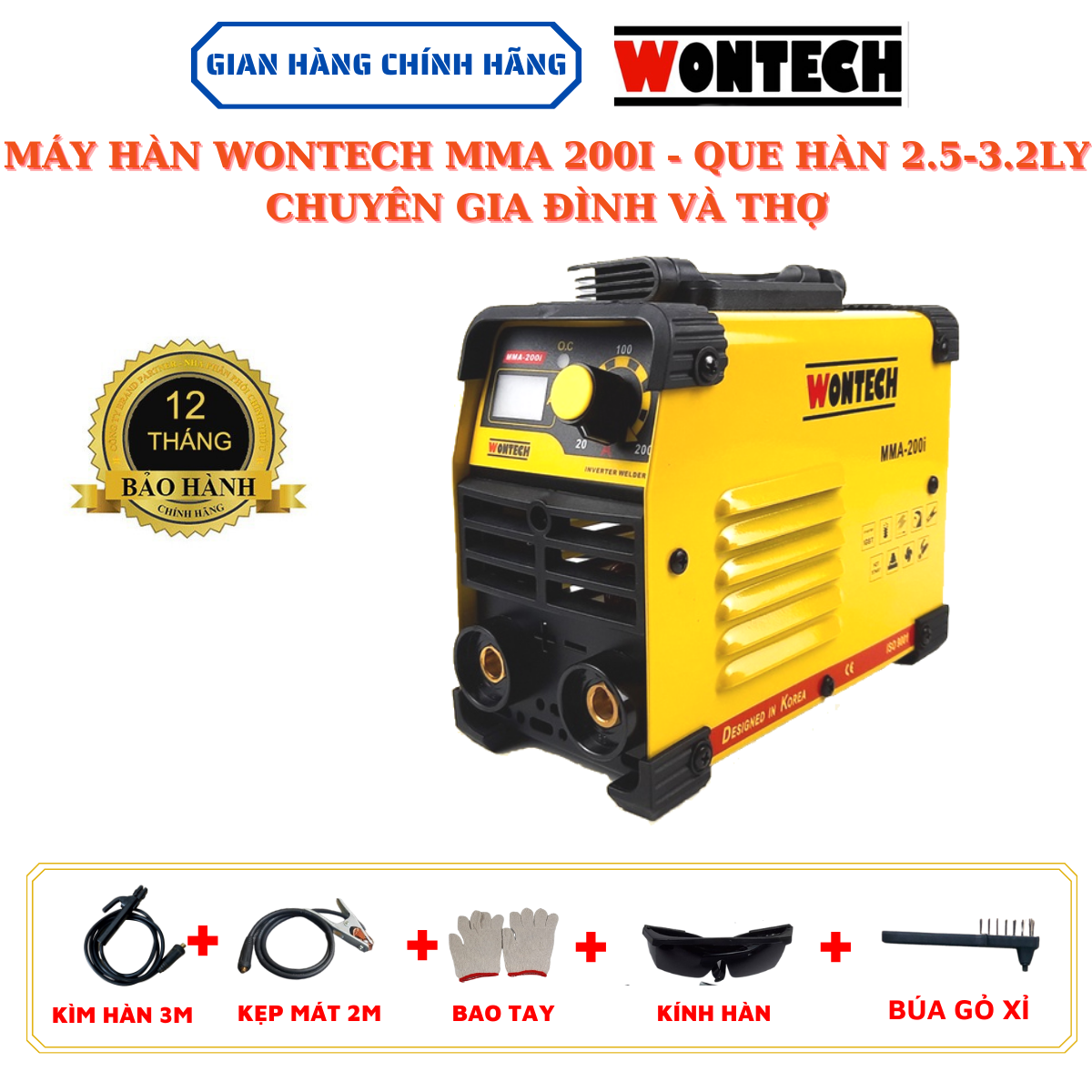 [GIÁ RẺ] Máy hàn mini Wontech MMA 200I điện tử nhỏ gọn bắt mối hàn nhanh chuyên 2.5-3.2ly