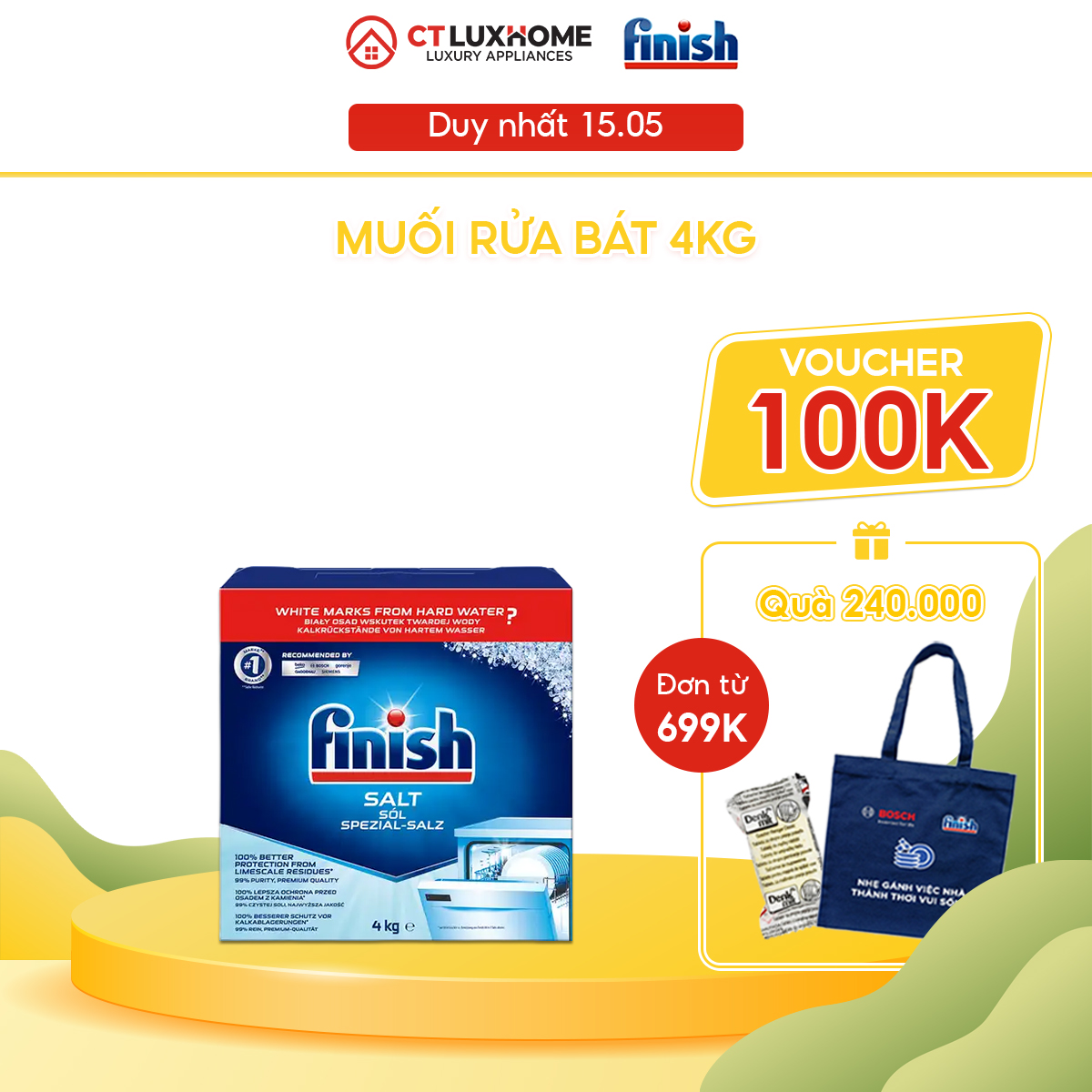 Muối rửa chén bát Finish 4,0kg