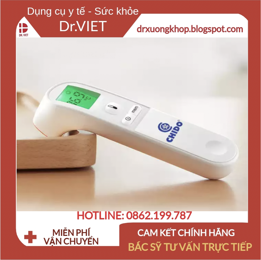 Nhiệt kế điện tử hồng ngoại Chido- Công nghệ Nhật Bản cao cấp-Không cần chạm đo cách trán 3-5cm, cho kết quả nhanh sau 1 giây, Thân máy làm từ nhựa ABS cao cấp An toàn cho trẻ sơ sinh và bé nhỏ- cảnh báo sốt bằng màu và âm thanh