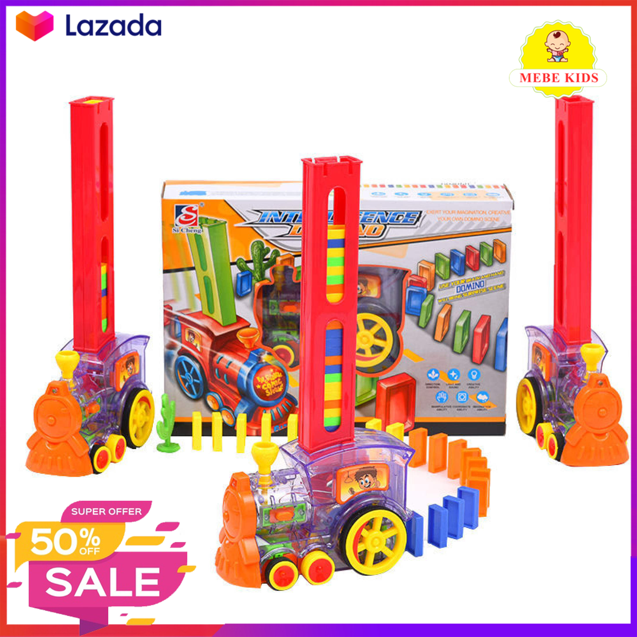 Bộ đồ chơi Tàu hoả xếp Domino Tự Động