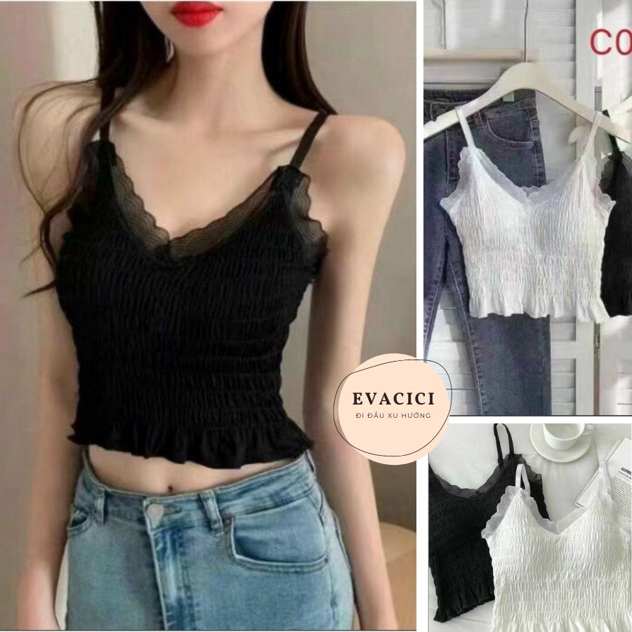 Áo 2 dây chất nhúm có mút ngực cao cấp chất siêu thích, dây có thể điều chỉnh tùy thích. Bra trắng đen hothit