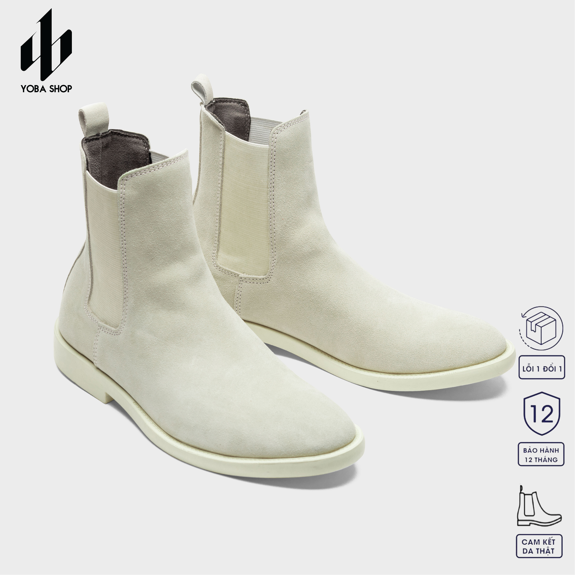 Giày chelsea boots da lộn yoba , giày nam cổ cao da lộn g93