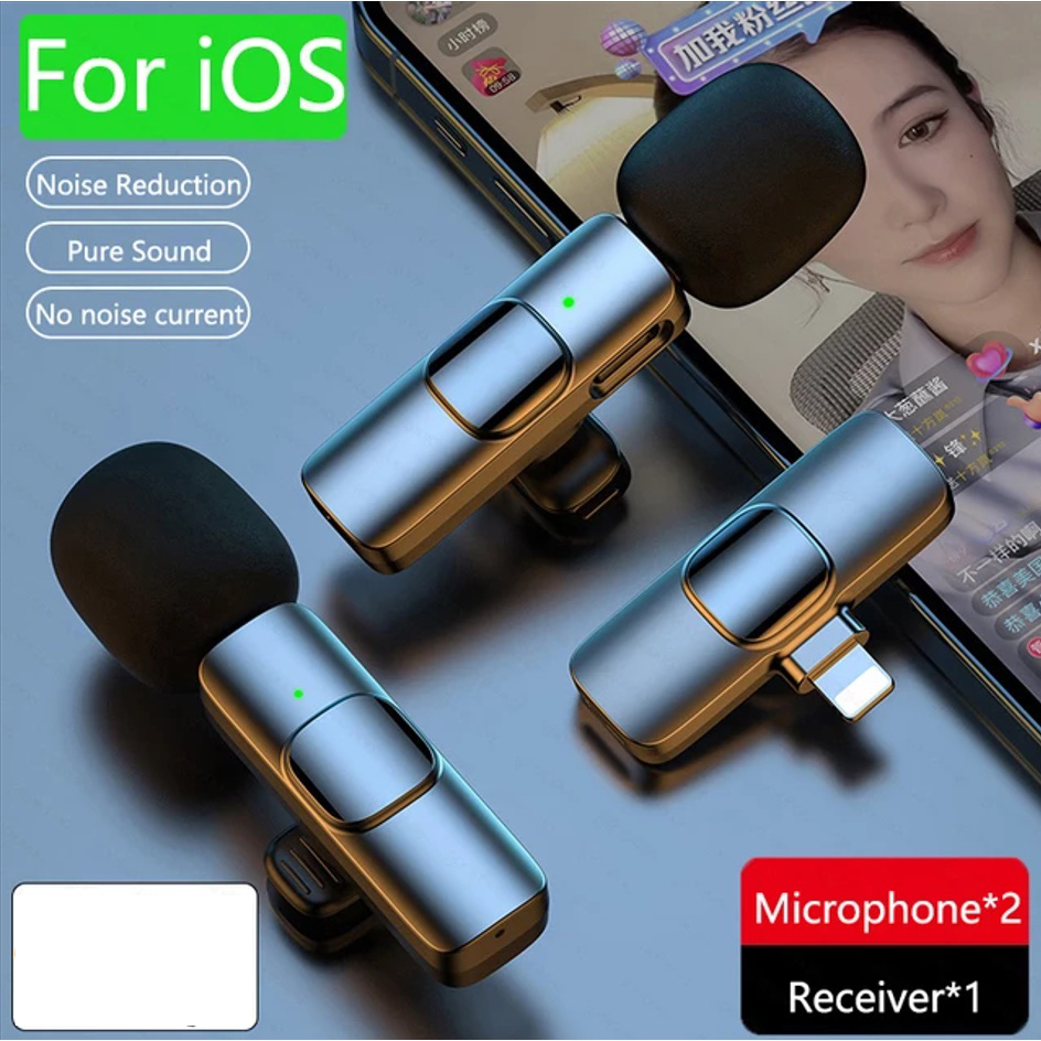 Bộ 2 micro thu âm k9 cổng lightning -iphone khử tiếng ồn, lọc tạp âm quay video, vlog, review sản phẩm - mic thu âm kẹp vạt áo livestream, ghi âm, bắt âm thanh tốt mic thu âm cho điện thoại bh 12 tháng