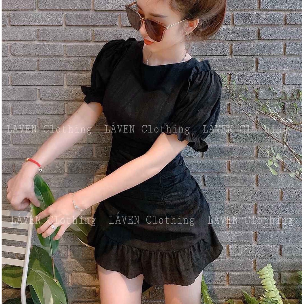 Đầm Nữ Đuôi Cá Dự Tiệc Tay Bồng Hở Lưng Thời Trang