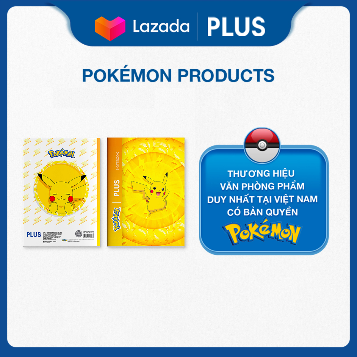 Lốc 10 cuốn tập vở học sinh PLUS Pokemon 4 Ô Ly 96 Trang