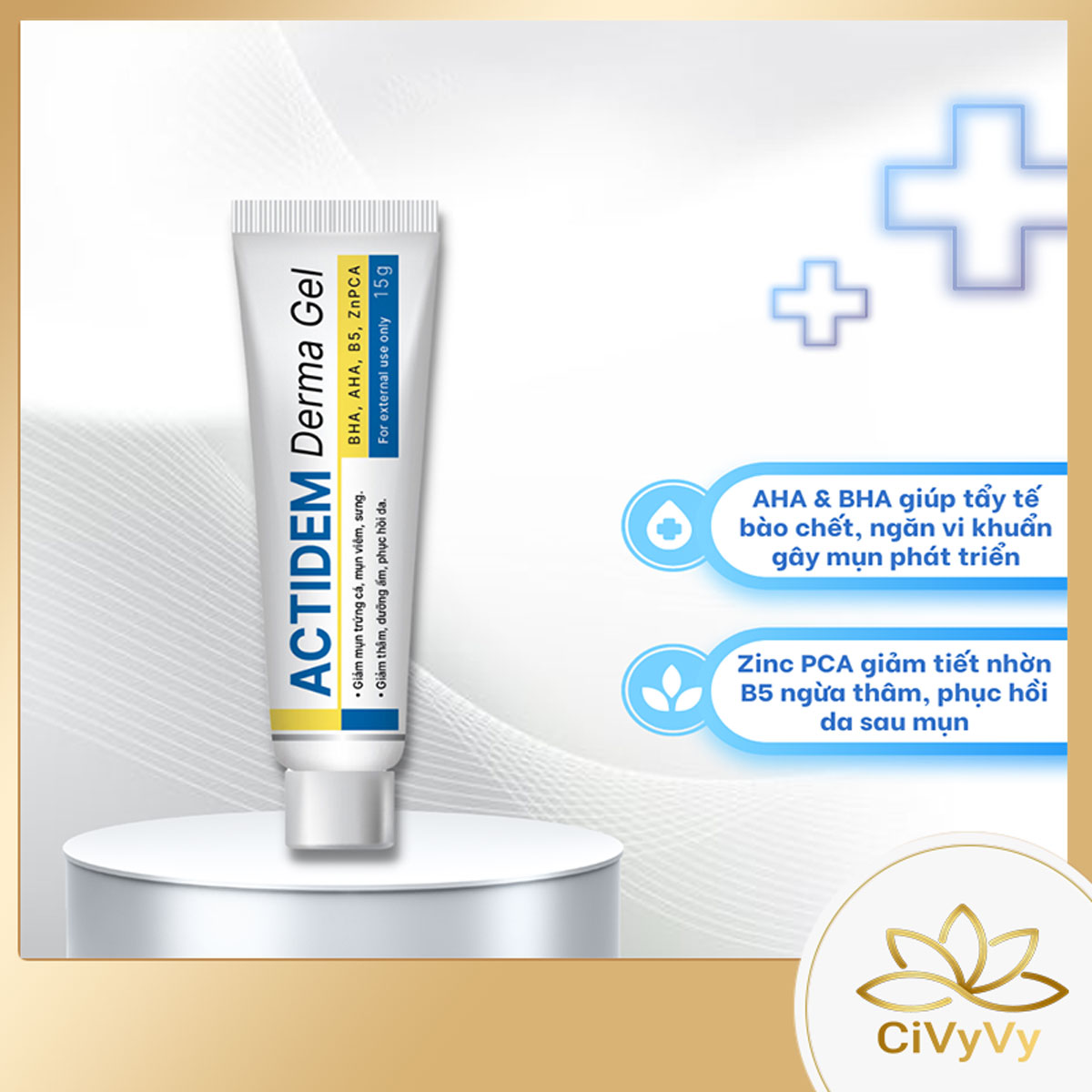Gel giảm mụn actidem derma gel dưỡng ẩm da