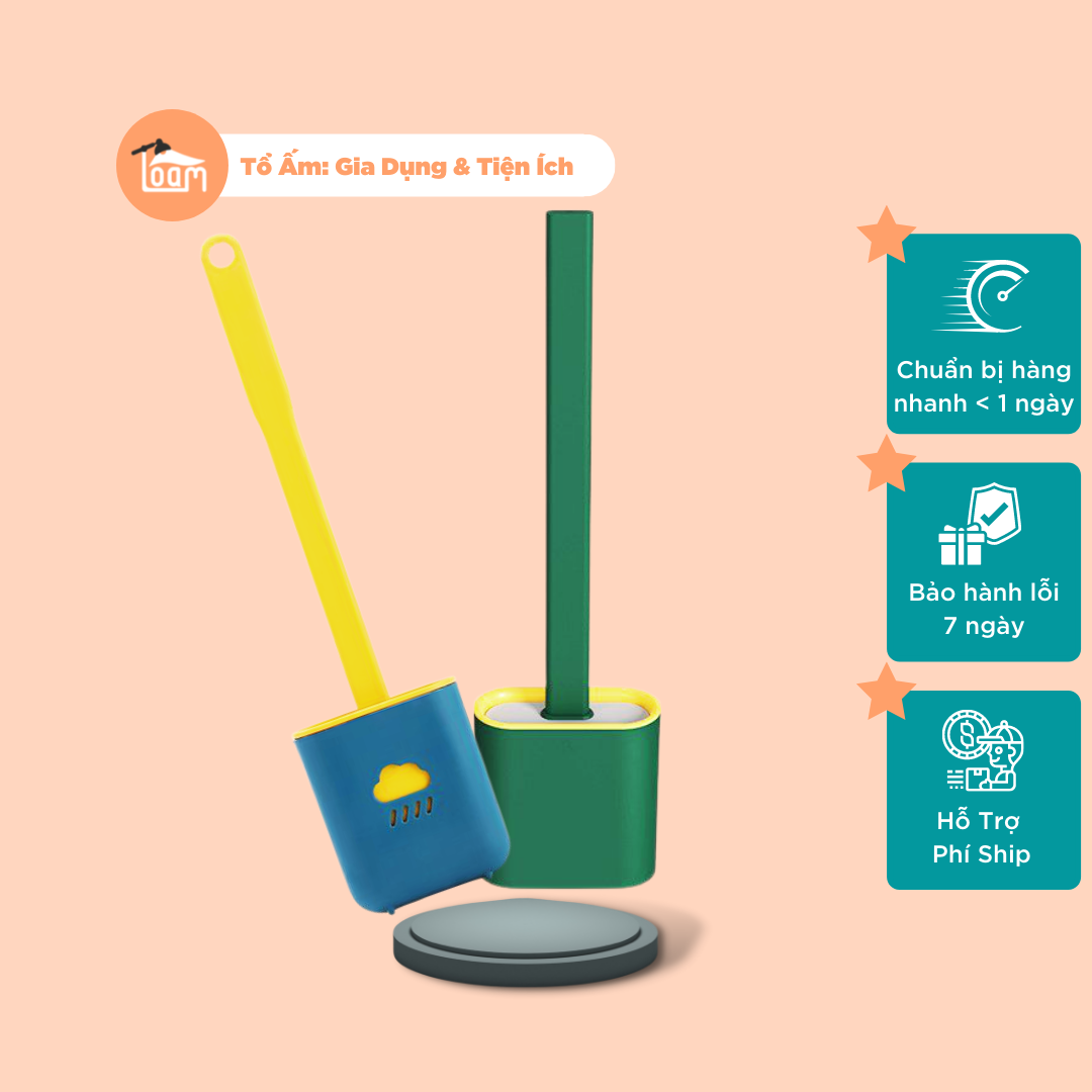 Cây cọ bồn cầu silicon chùi rửa toilet vệ sinh phòng tắm cực sạch