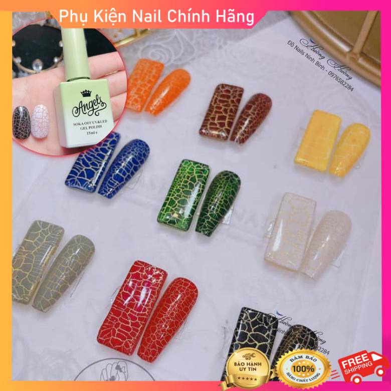 Set sơn gel nứt 9 màu, chai xanh angle chính hãng Hot trend 2021 kèm bảng màu