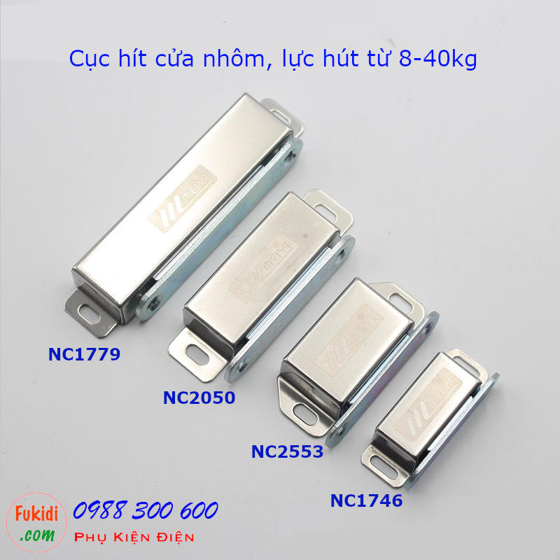 Cục hít cửa nhôm, nam châm hít cửa tủ lực hút 40kg - nc1779