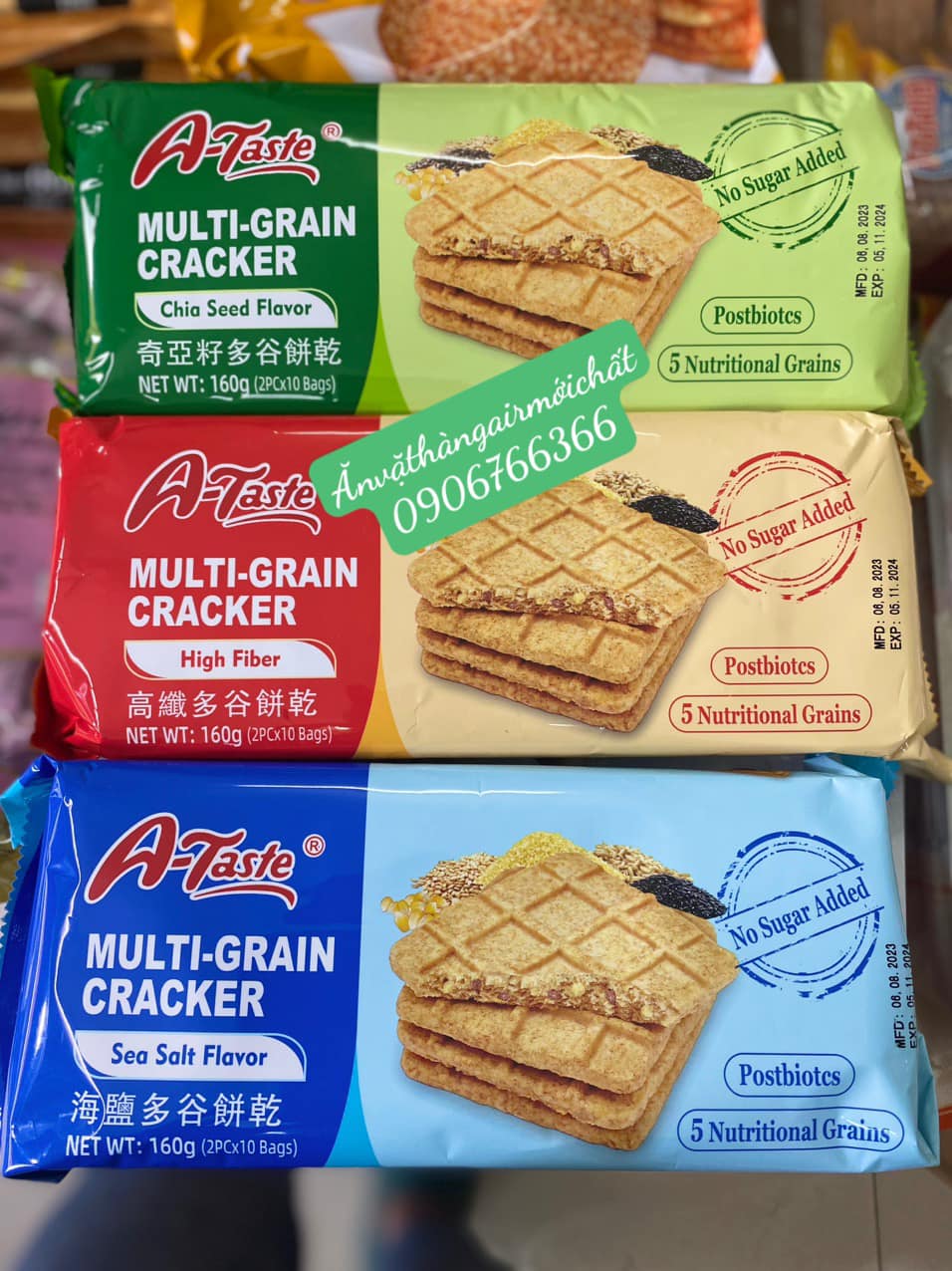 NEW DATE 11 2024Bánh Quy Đa Hạt Không Đường A-Taste Multi Grain Cracker