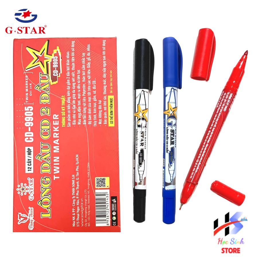 Hộp 12 cây bút lông 2 đầu cd-9905