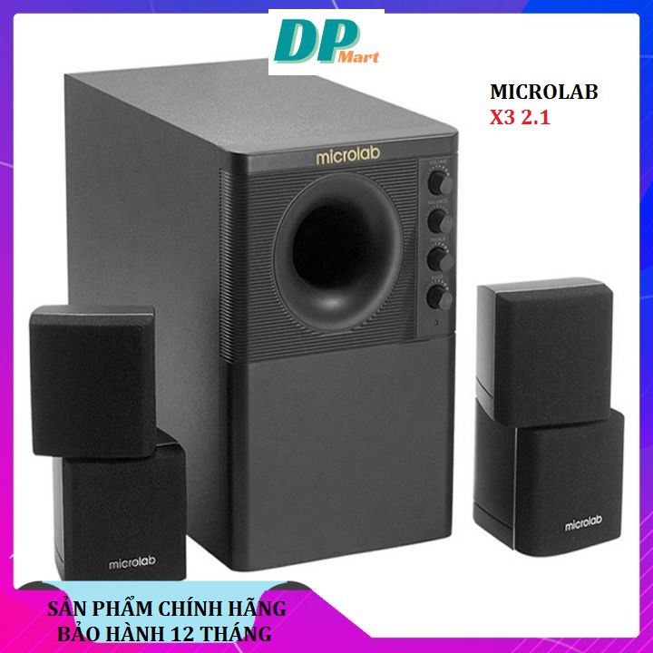 Loa vi tính microlab x3 2.1 loa máy tính công suất khủng 98w rms âm thanh cực chất - hàng chính hãng bh 12 tháng
