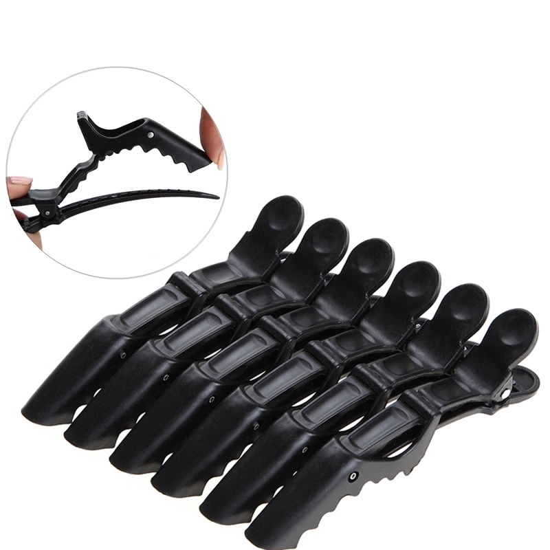 Bộ 6 kẹp tóc mỏ vịt chất liệu nhựa chuyên dụng cho thợ làm tóc
