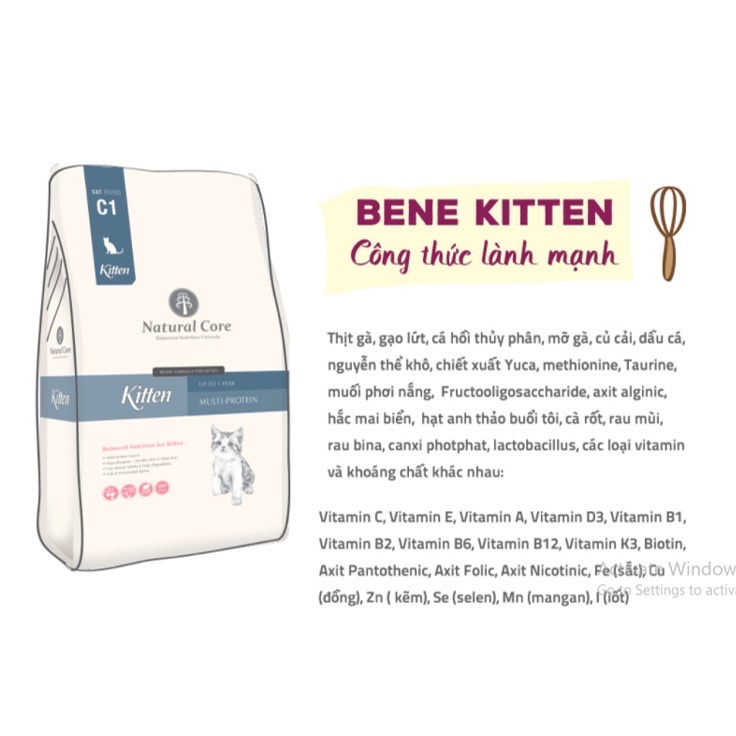 Thức ăn hạt mèo Natural Core Bene C1 Kitten mèo con
