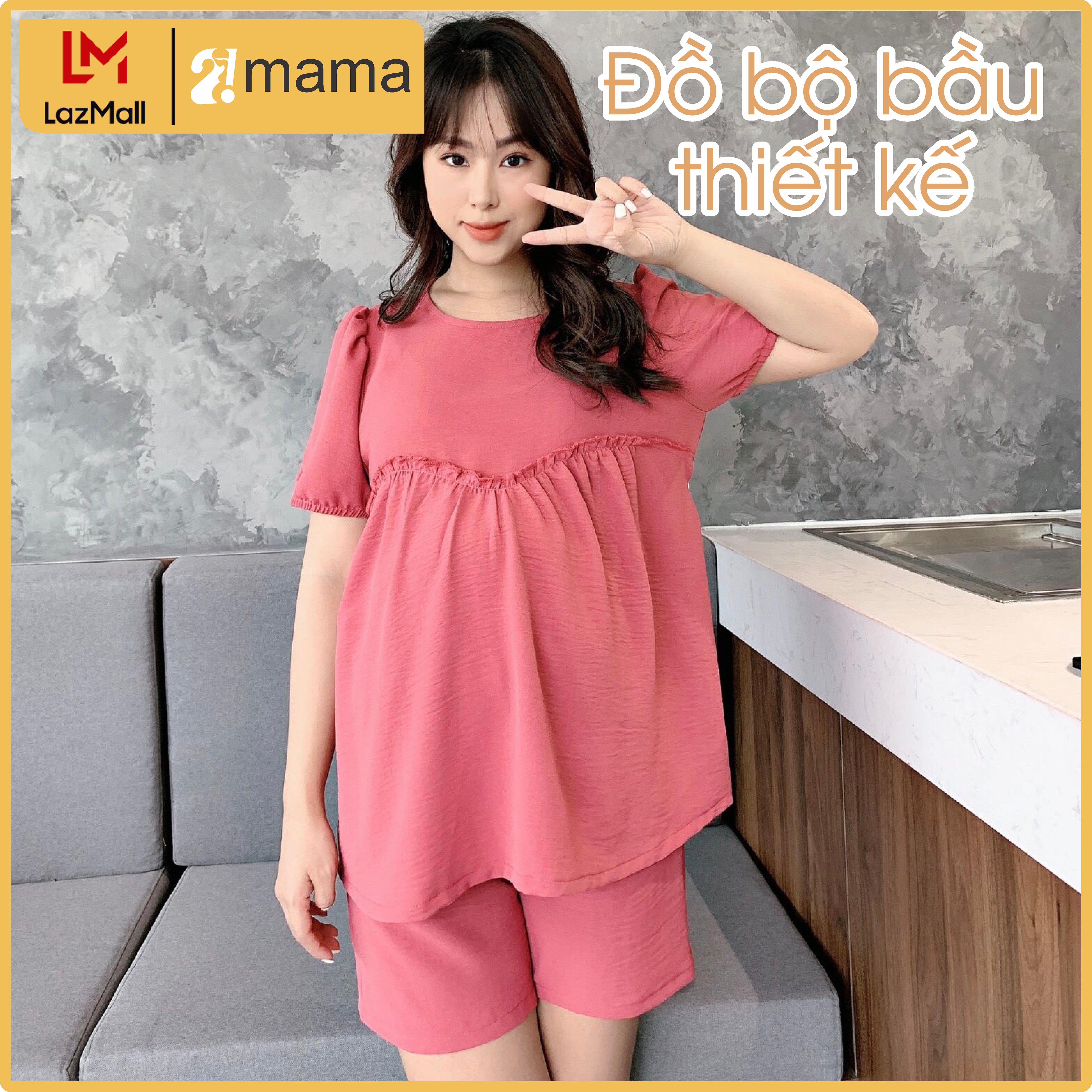 Đồ bộ bầu sau sinh lửng cao cấp dễ thương mặc nhà mùa hè V04
