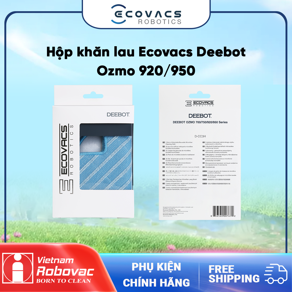 Khăn lau Robot hút bụi Ecovacs Deebot OZMO 920/950/T5 (1cái) - Hàng Chính Hãng