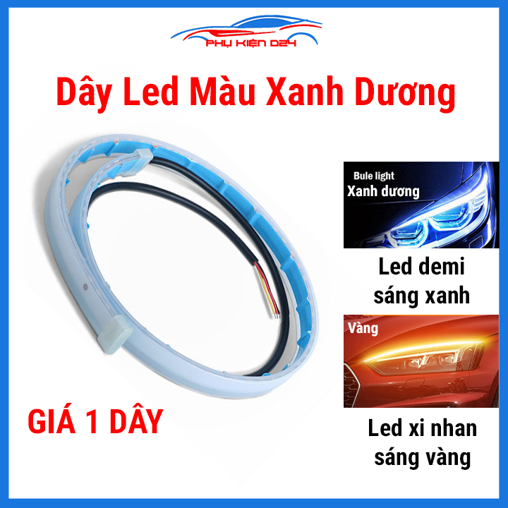 1 Dây đèn led mí, led đuổi audi ô tô dài 30cm/45cm/60cm dán đèn xi nhan nháy đuổi, led demi oto silicon chống nước nhiều màu