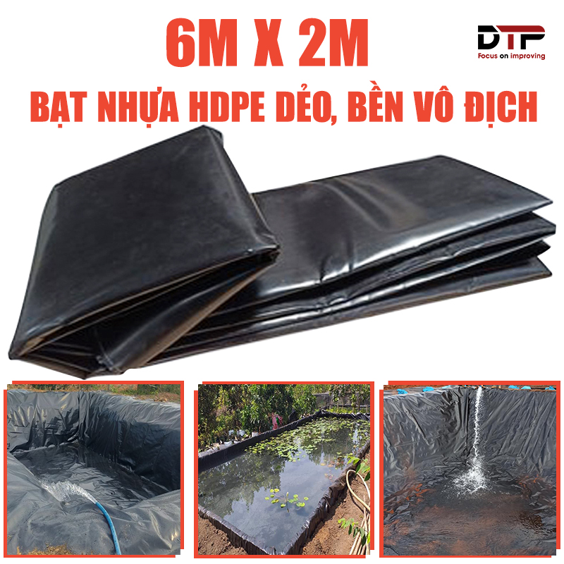Bạt chống thấm hdpe lót hồ nuôi cá koi, cá cảnh, hồ chứa nước. kích thước 6m x 2m. dày 3 dem, bảo hành 3 năm
