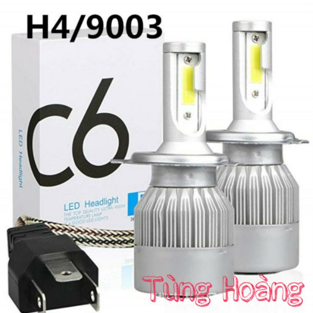 Đèn pha led c6 2 tim| đèn led xe máy và ô tô chân h4