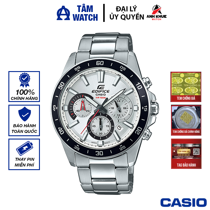 Đồng hồ nam dây kim loại casio edifice chính hãng anh khuê efv-570d-7avudf