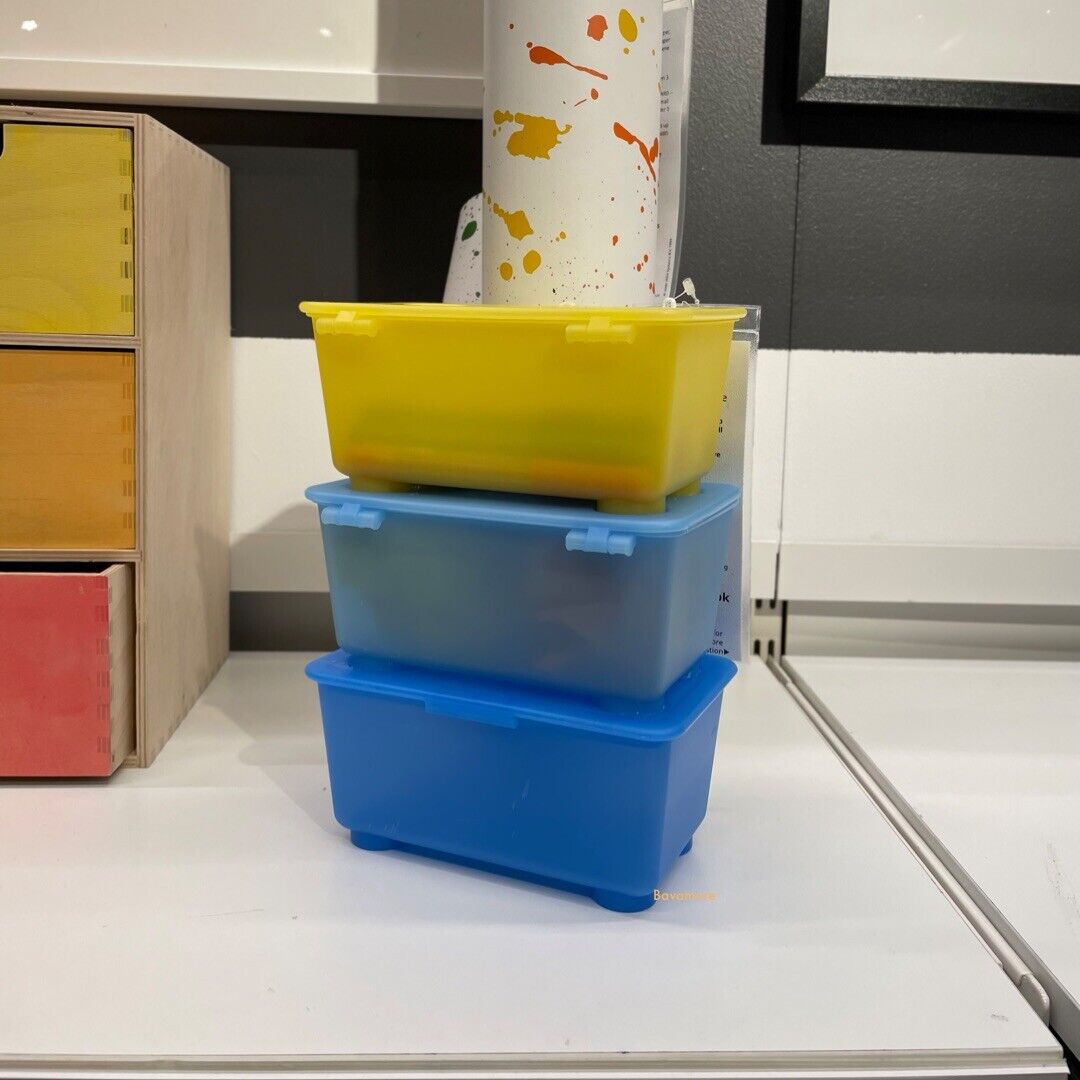 Bộ 3 hộp nhựa đựng đồ học sinh có nắp Glis IKEA