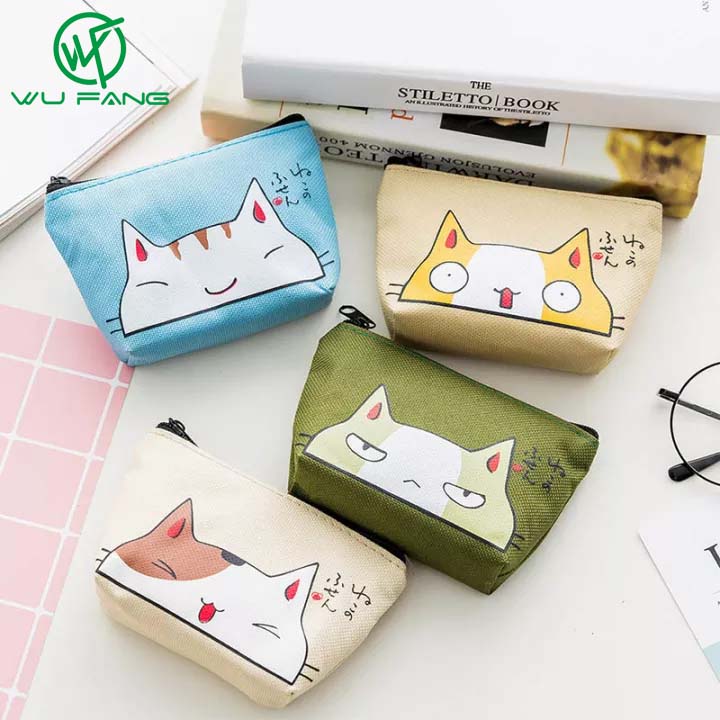 Ví Tiền SHOOTHE, Ví Nữ Họa Tiết Mèo Dễ Thương Chất Lượng Cao Ví Đựng Thẻ Túi Đựng Chìa Khóa Không Thấm Nước, Món Quà Đẹp Vải Oxford 1 Cái