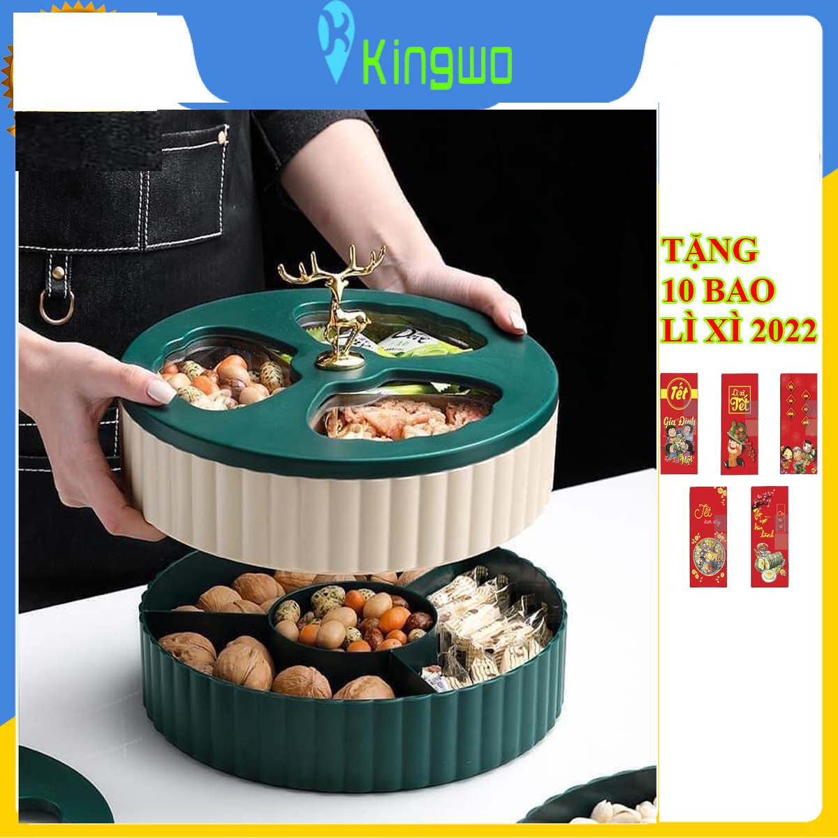 Khay đựng mứt tết 2 tầng - khay mứt, hộp đựng mứt tết, hàng chất lượng 100%