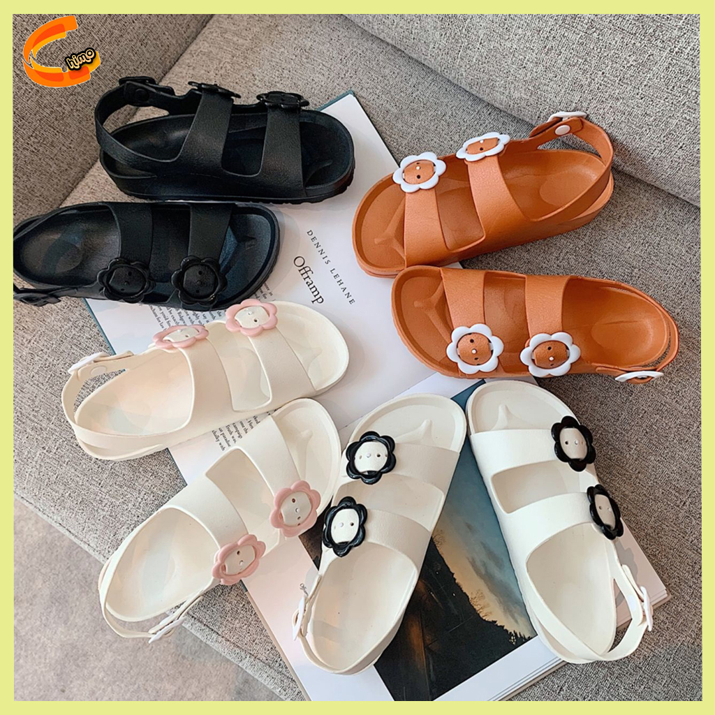 Dép sandal nữ đi học mẫu mới hót hit 2022- giày sandal đế bằng chất liệu nhựa cao cấp phù hợp cho học sinh sinh viên - Chimo