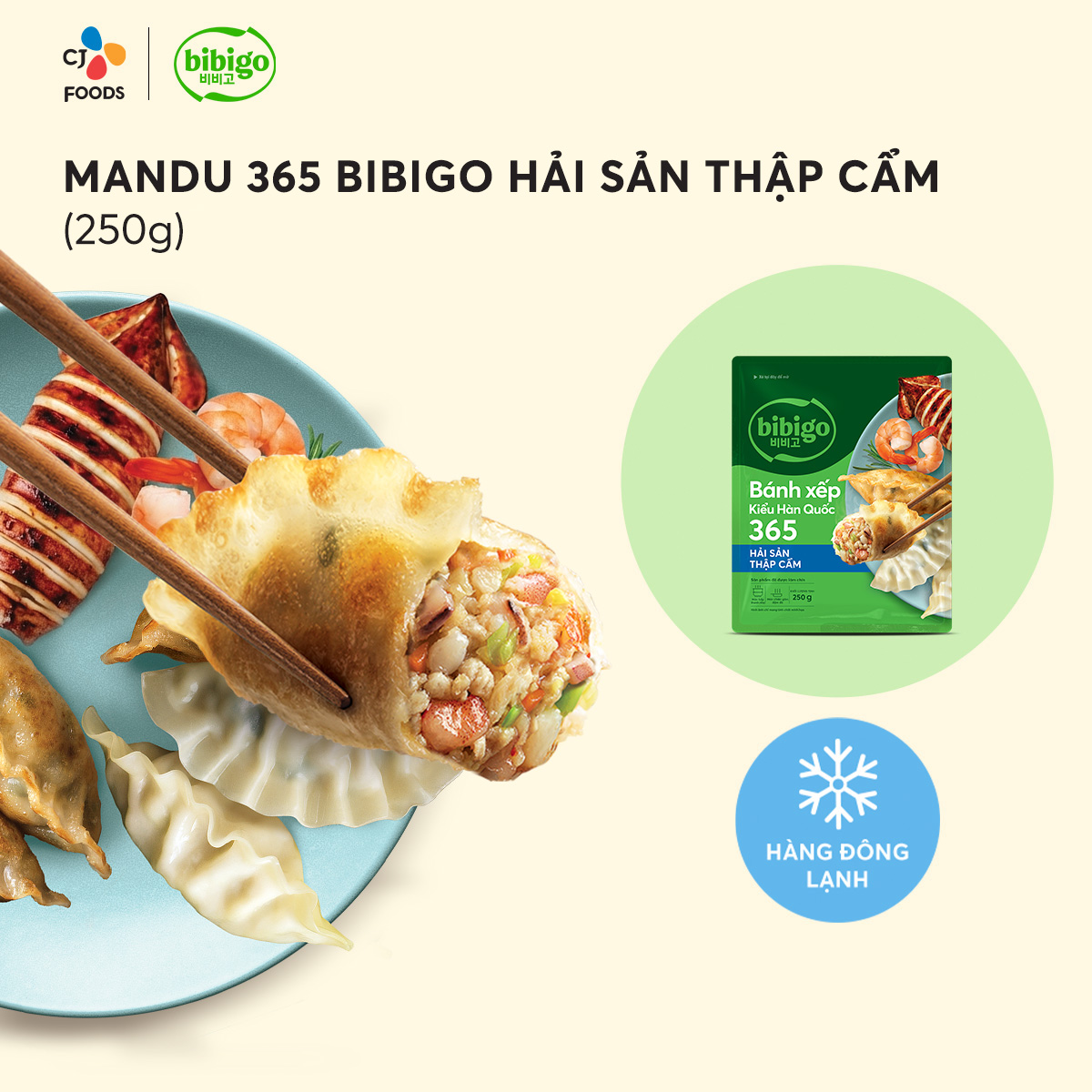 [ Hỏa tốc ] Bánh xếp kiểu Hàn Quốc 365 Hải sản thập cẩm CJ Bibigo - Gói 250G