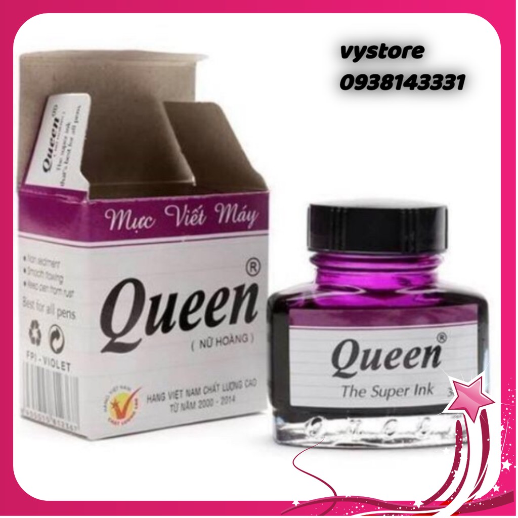 Mực viết máy Queen màu tím, xanh