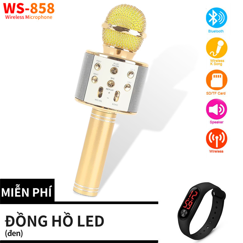 Mic Karaoke Micro Karaoke kèm Loa Bluetooth 3 trong 1