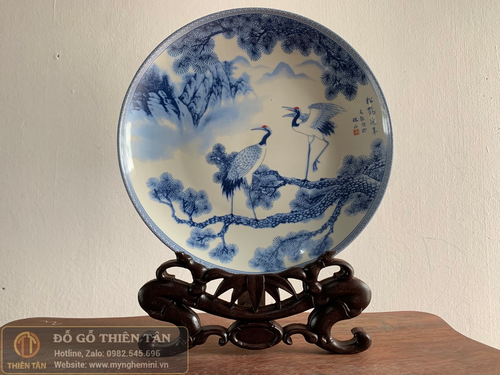 Kệ giá trang trí đĩa sứ - Kệ chân đĩa gỗ trang trí - Kệ kê đĩa trang trí đục trúc - Kệ để đĩa sứ dành cho đĩa đường kính 25-29cm