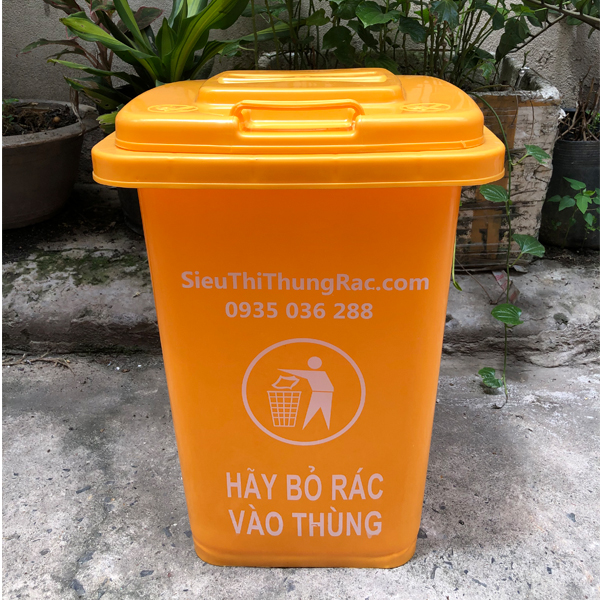Thùng rác nhựa 30 lít, thùng rác gia đình, thùng rác nhà bếp, Màu Xanh, Vàng và Cam