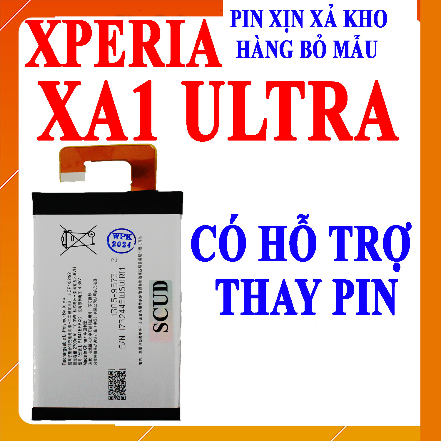 Pin Scud cho Sony Xperia XA1 Ultra (G3212, G3226) LIP1641ERPXC dung lượng 2700mAh (Trắng)