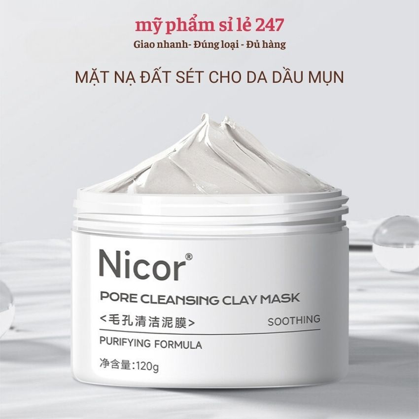 Mặt nạ đất sét cho da dầu mụn Nicor 120g Mặt nạ bùn đất sét se khít lỗ chân lông Ni222