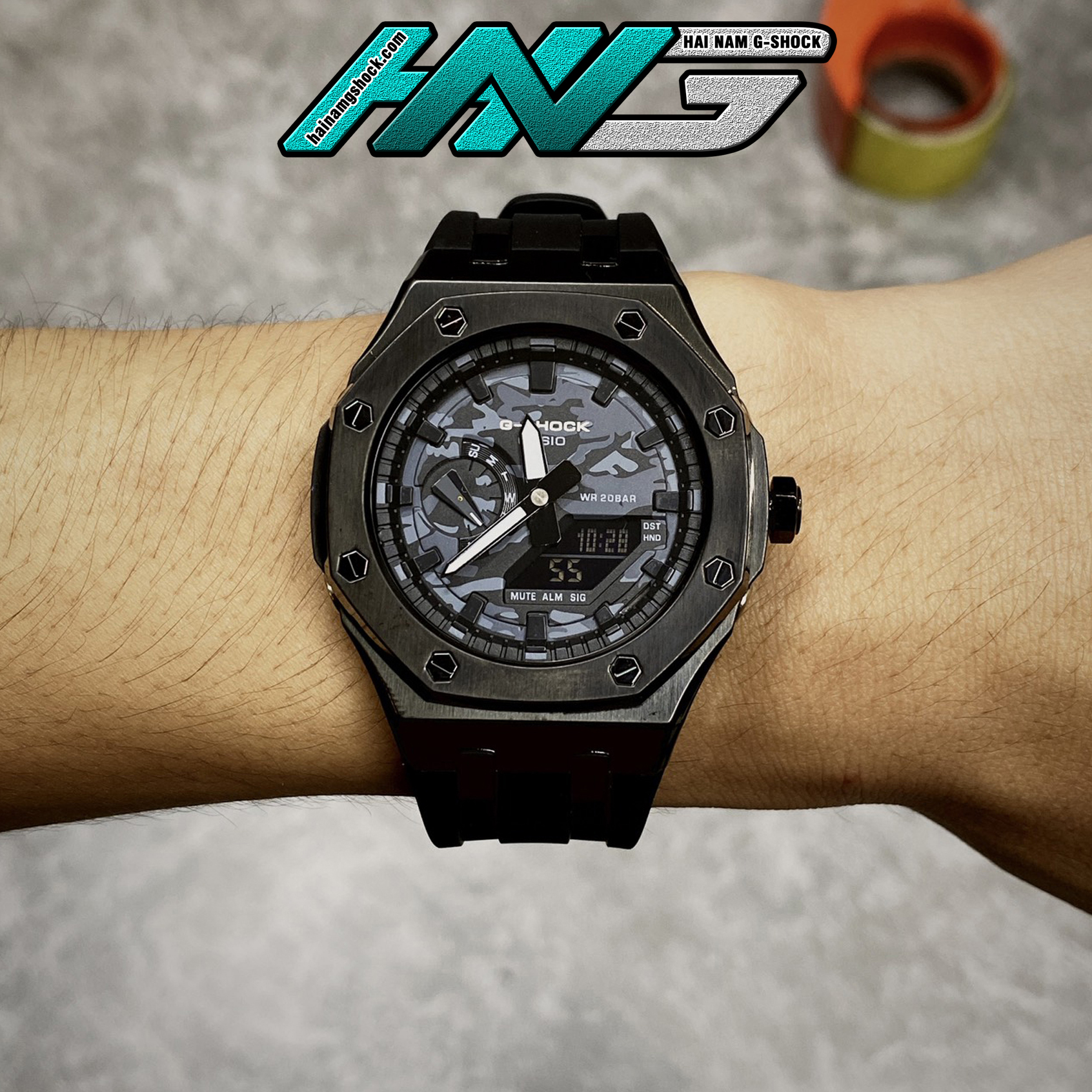 Đồng hồ nam g-shock ga-2100-1a custom gen 5 camouflage | ga-2100 custom camouflage | ga2100 custom | full phụ kiện