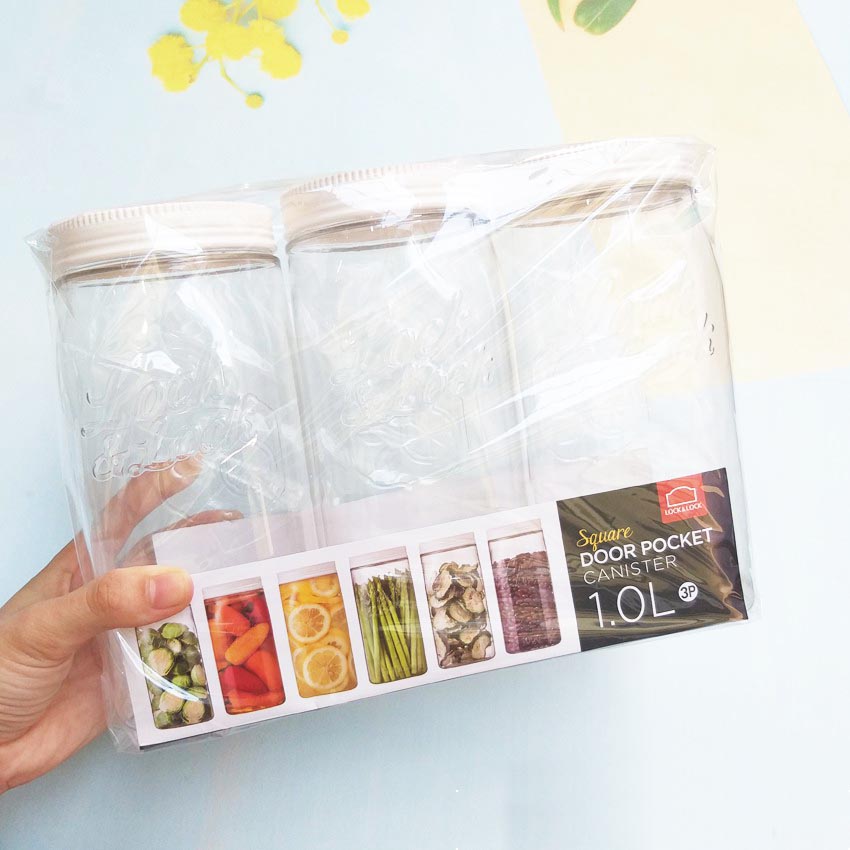 Bộ 3 hộp bảo quản gia vị lock&lock door pocket canister dung tích 1 lít - hte531s3