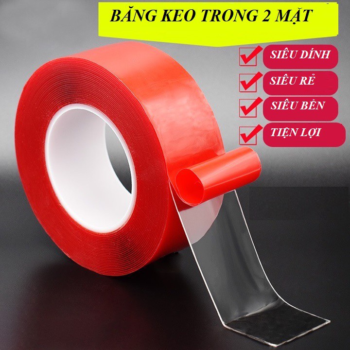 [HCM]Keo dán 2 mặt cường lực trong suốt tăng cường độ dính phụ kiện ô tô vật dụng khác. 1cm , 2cm , 3cm cho bạn lựa chọn. Sản phẩm cái tiến, Bám dính tốt. Bóc bỏ đễ dáng khi không sử dụng -  - Phụ kiện 4 bánh