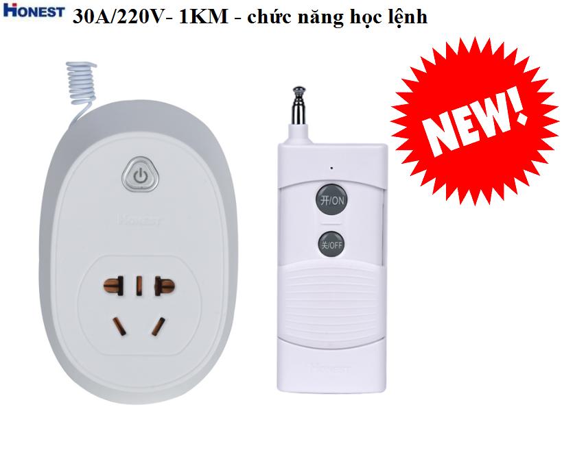 Ổ cắm điều khiển từ xa 1km công suất lớn 30a/220v honest ht-9501 mẫu mới 2019 -chức năng học lệnh từ các điều khiển khác, o cam dien da nang, o cam dien thong minh, o cam da nang, o cam hen gio, o cam wifi, cong tac dieu khien tu xa