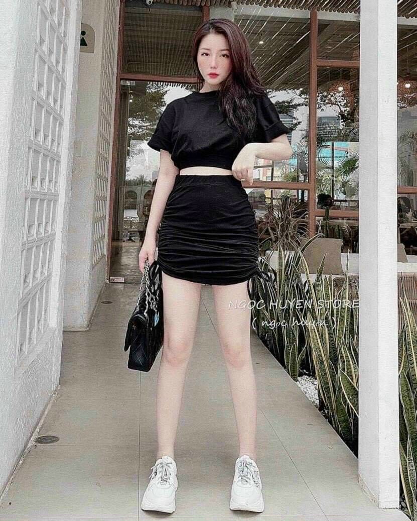 [ hàng mới] sét áo & chân váy gút dây siêu xinh