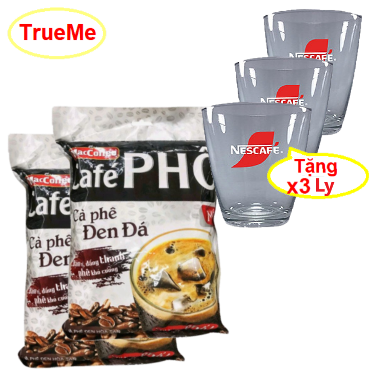 [Tặng bộ x3 ly cao cấp] Combo x2 túi Cafe Phố đen đá 35gói x 16g/túi - Ca Phê Phố - cafe den đá - Cafe Phố 720g - MacCoffee - cafe pho - cafe pho den da Maccoffee - coffee - trueme truemilk truemenews lazadatrueme phoden35