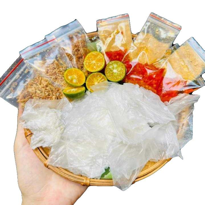 BÁNH TRÁNG PHƠI SƯƠNG MUỐI NHUYỄN SATE CHÁY TỎI COMBO (5 BỊCH)