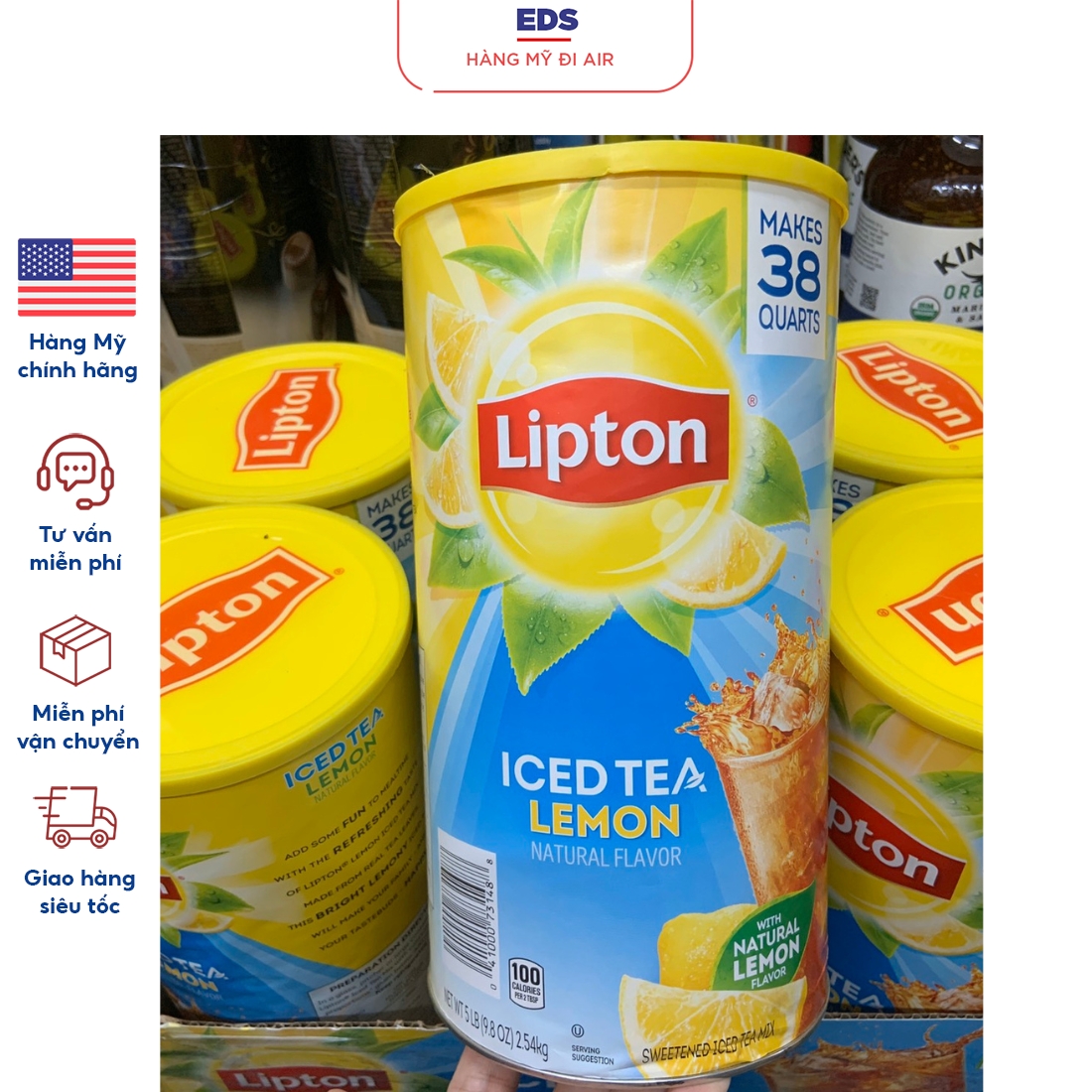 Bột trà chanh date 2025 lipton iced tea lemon của mỹ - eds hàng mỹ