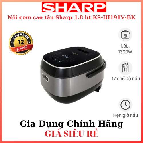 Nồi cơm cao tần sharp 1.8 lít ks-ih191v-bk hàng chính hãng