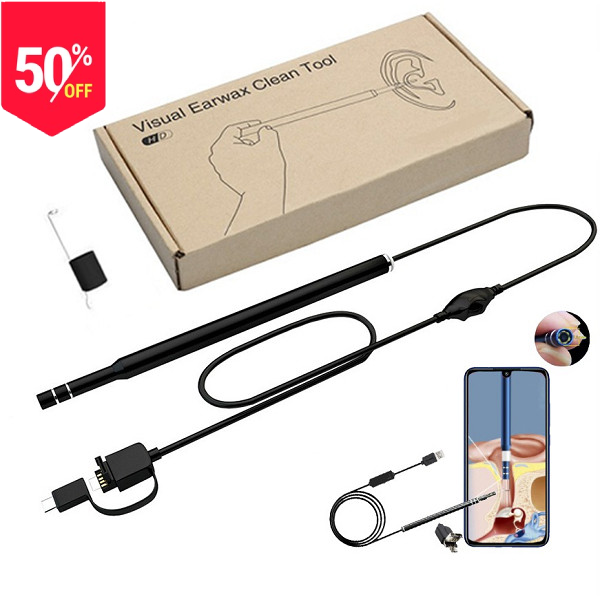 Camera nội soi tai siêu nét đi kèm bộ phụ kiện lấy ráy. bộ camera soi tai có đèn led trợ sáng dụng cụ hữu dụng để lấy ráy tai dễ mà không đau.