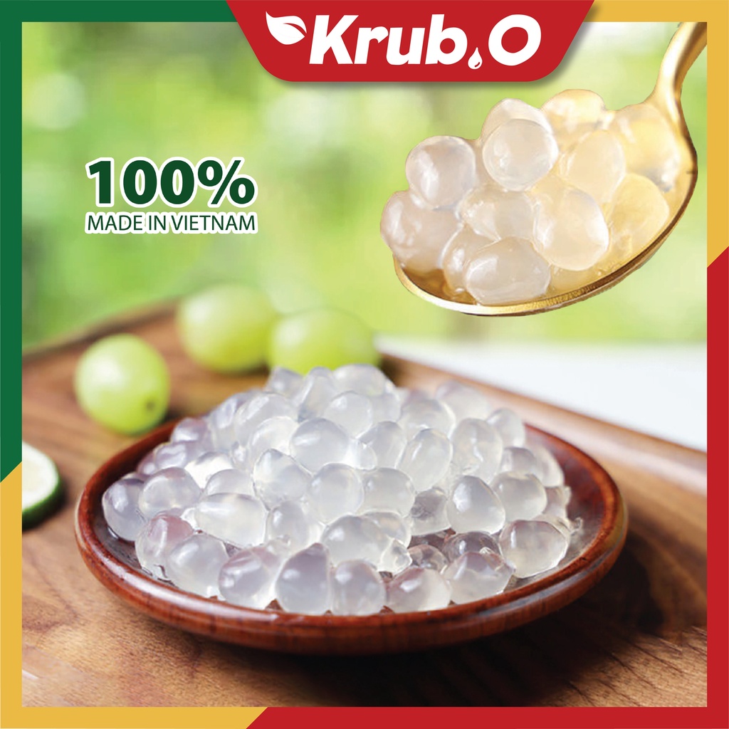 Trân châu trắng 3Q Krub.O dai giòn topping trân châu ăn liền nguyên liệu pha trà sữa túi 1kg