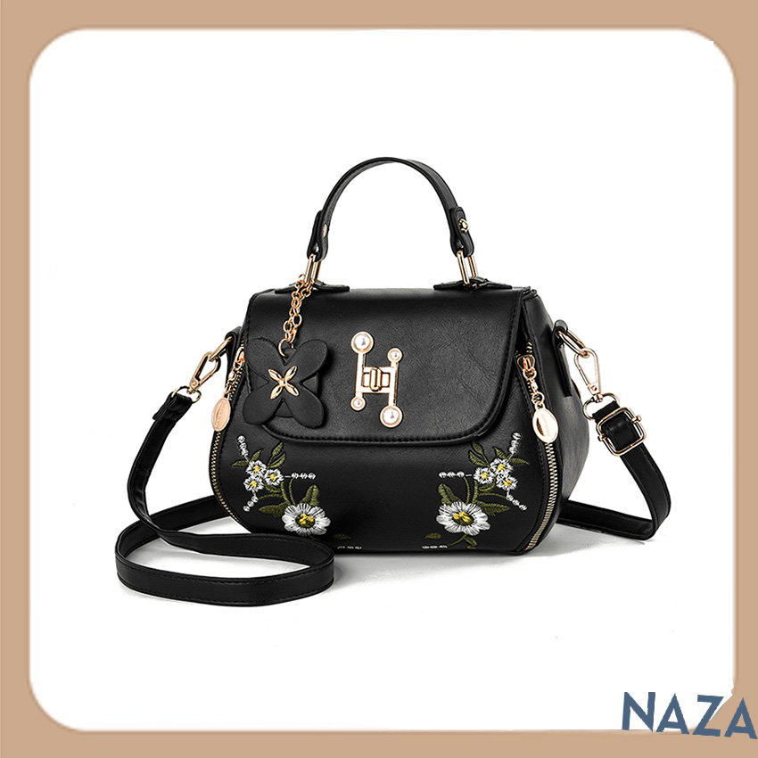 Túi xách nữ Hàn Quốc chất da mềm, túi xách nữ công sở thêu hoa thanh lịch và trẻ trung - NAZA BAG